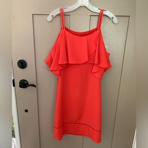 Coral off shoulder Maggie London dress